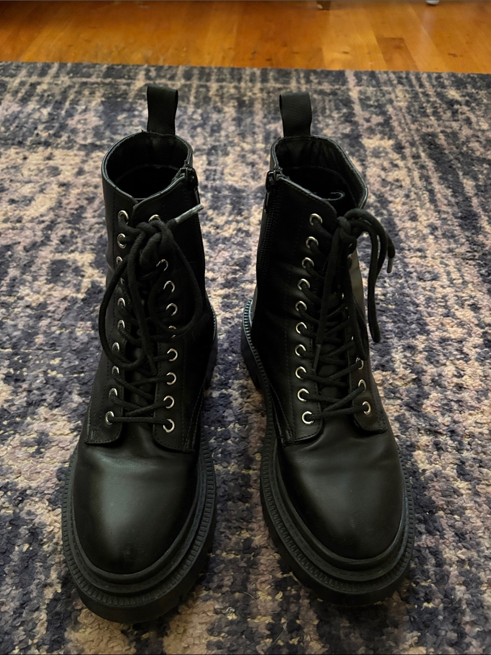 Steve Madden Black Lace-Up Combat Boots